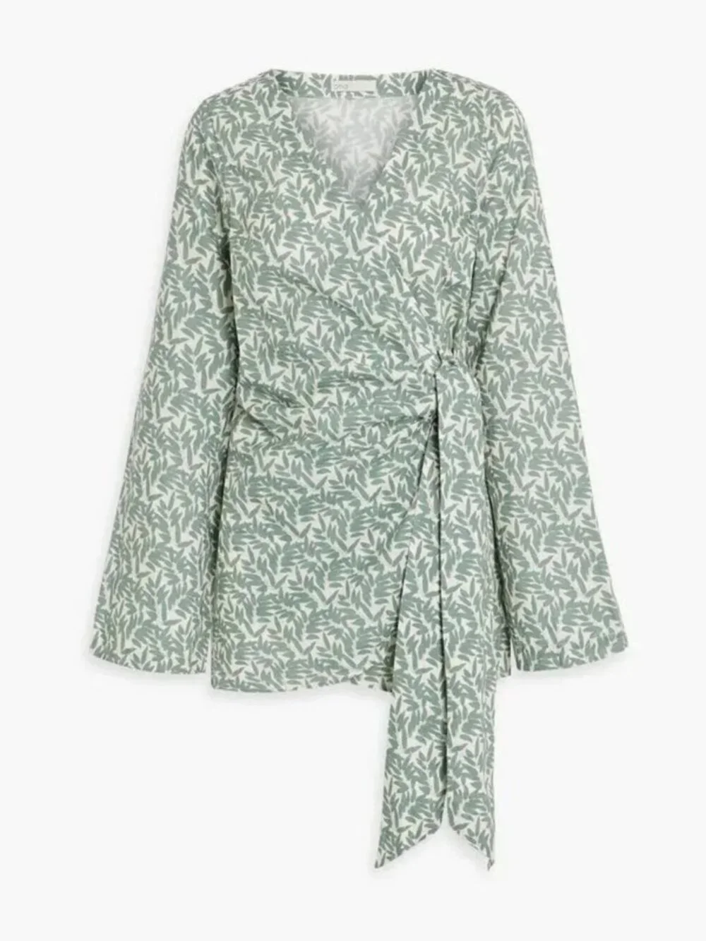 New! Onia Sage Green Air Linen Wrap Mini Dress Size large NWT 38382